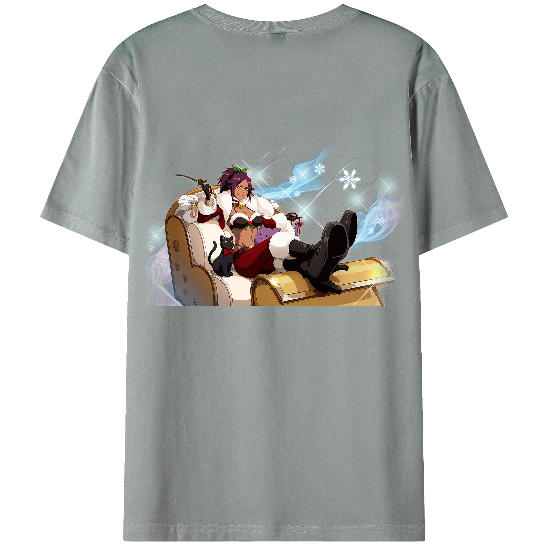 （画像用） ブリーチ 四楓院 夜一（しほういん よるいち） BLEACH Shihouin Yoruichi 綿100％ メンズ半袖Tシャツ（バックプリント） 通気性